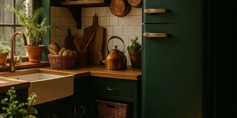 Dark Green Room The Kitchen